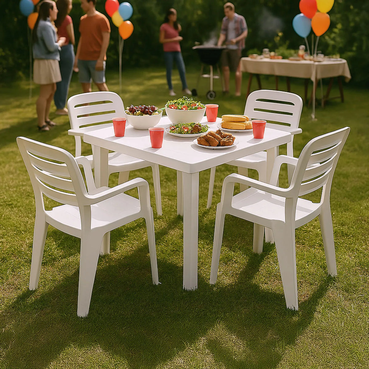 Mesa Desarmable JM 80x80 Plastico Blan