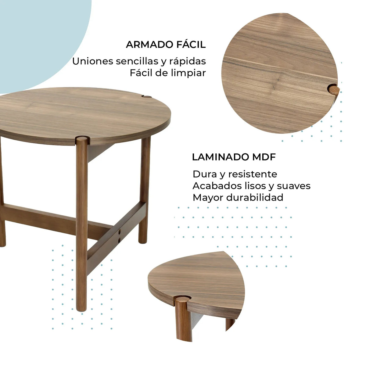 Mesa Lateral Circular 1928S Palu