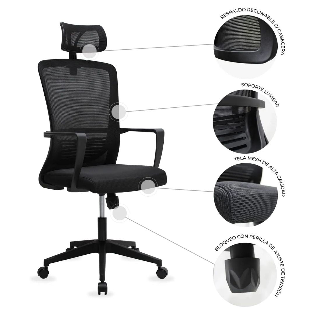 Silla Directiva Bessan 8373 Negra