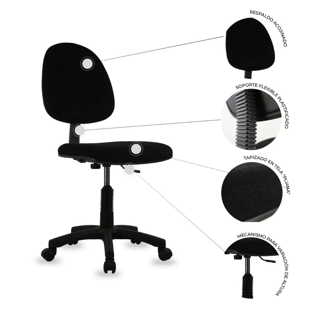 Silla Secretarial JM-009F Negro
