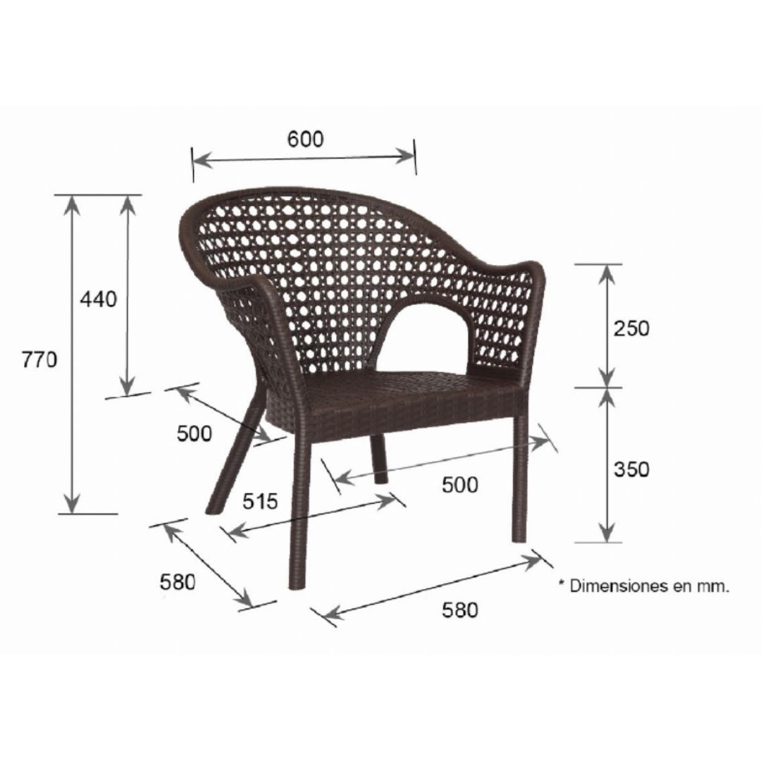 Iris sillón exterior con brazos tipo rattan