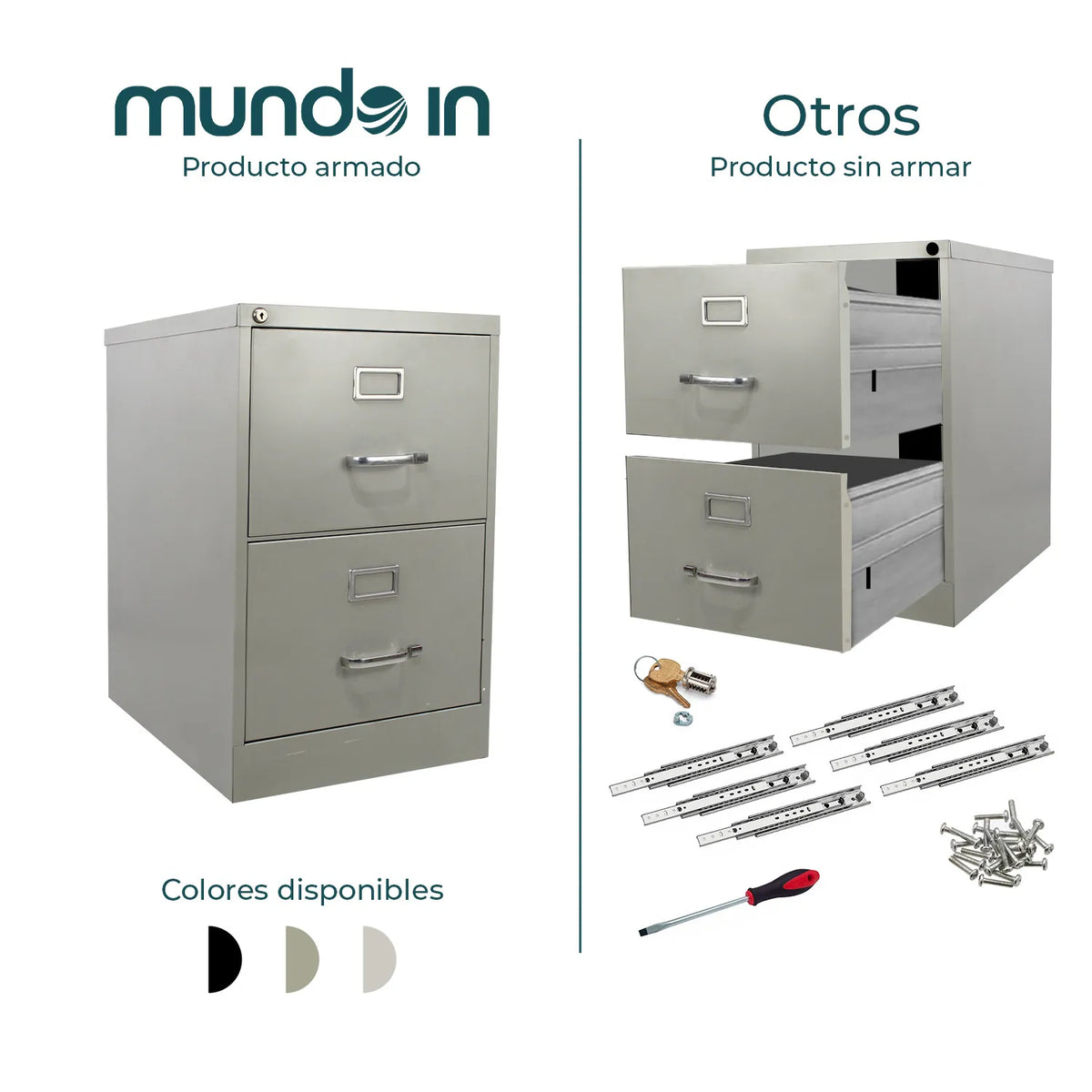 Archivero Metalico 2 Gav 14114 Gris