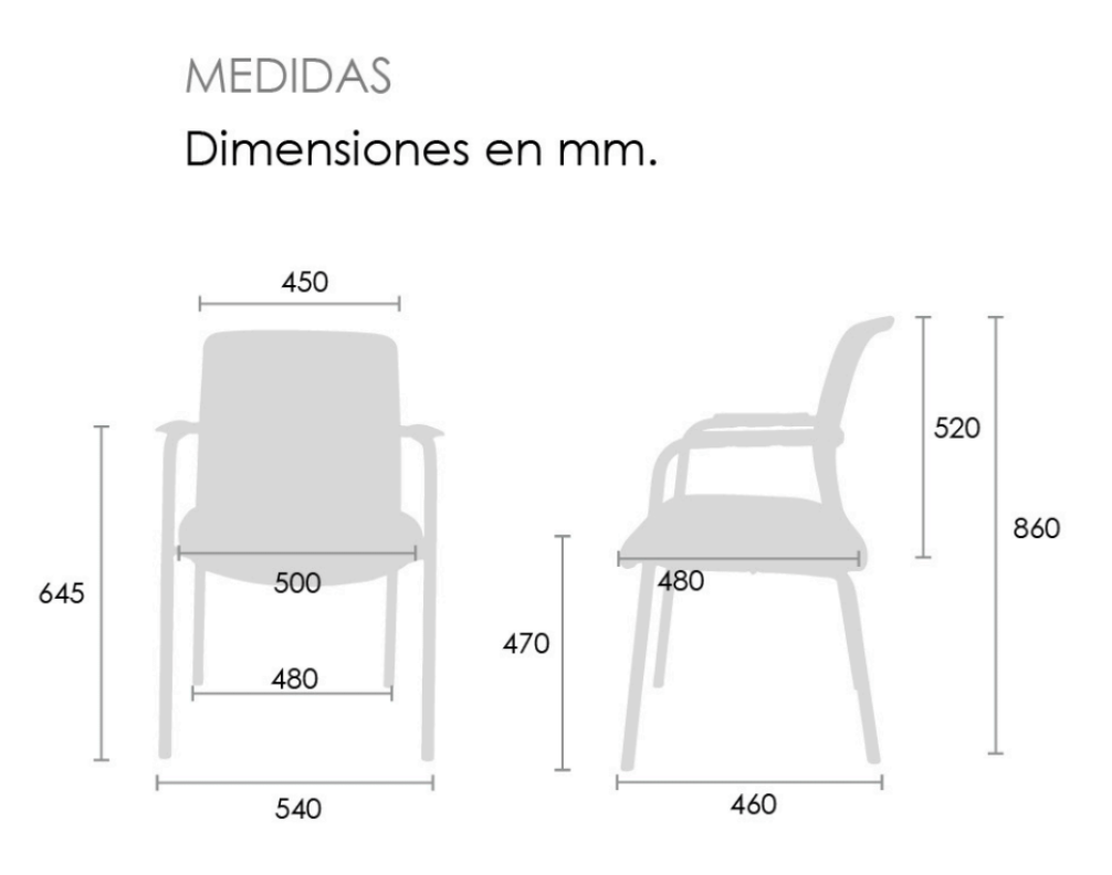 Frida silla visitante con brazos,