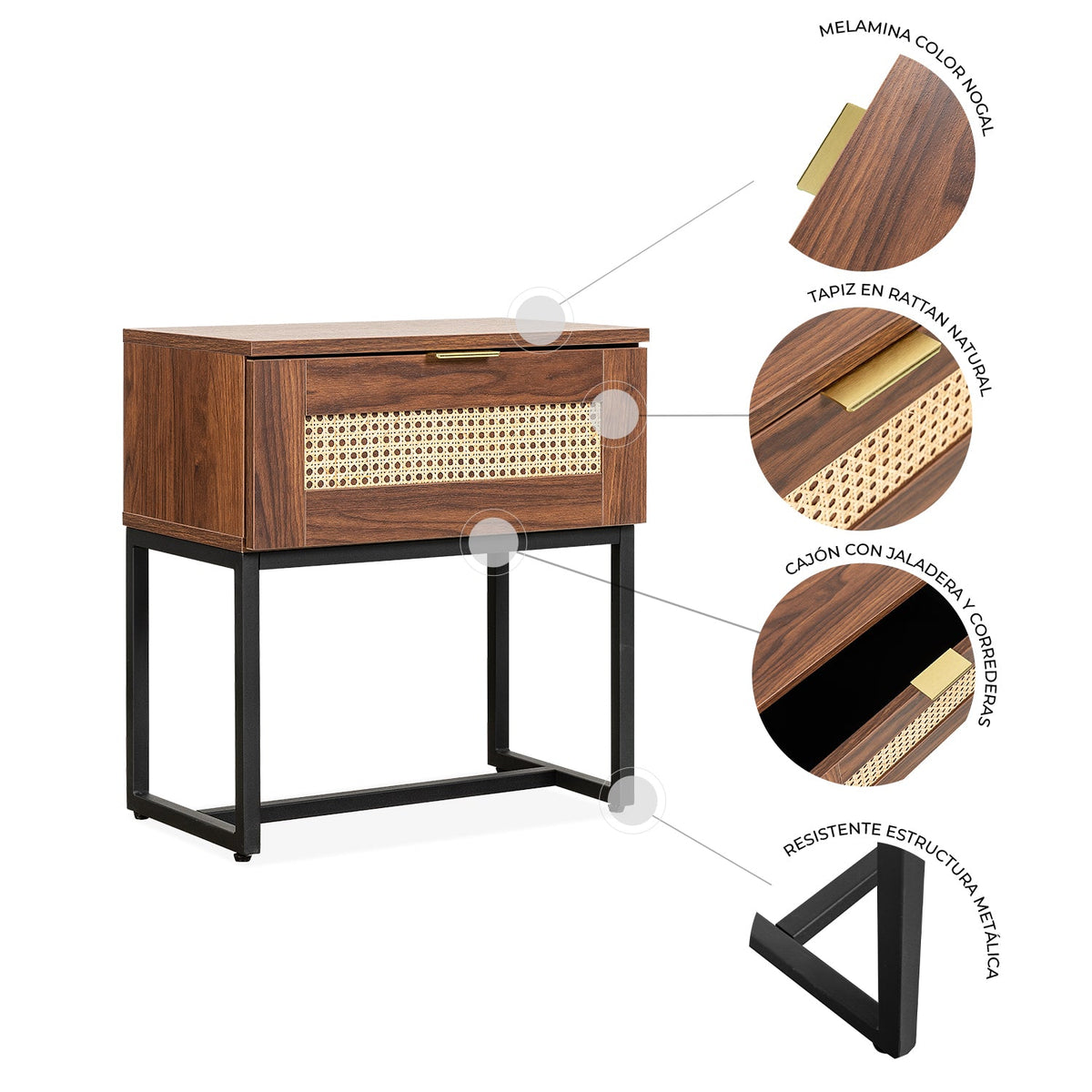 Buro Akumal 50X30 Negro Rattan