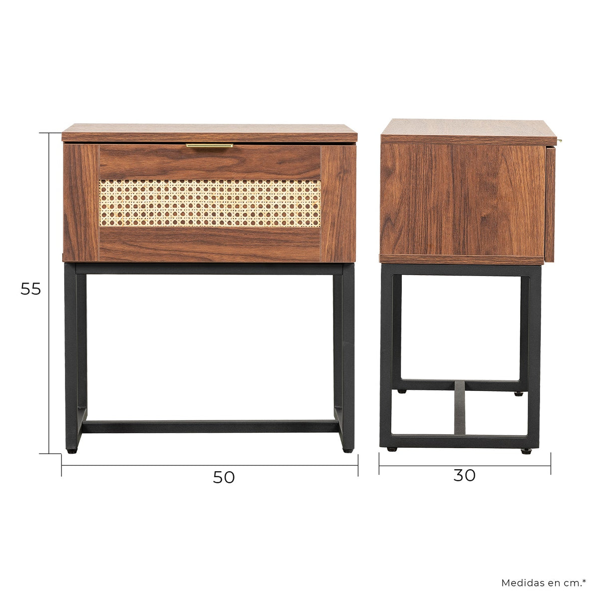 Buro Akumal 50X30 Negro Rattan