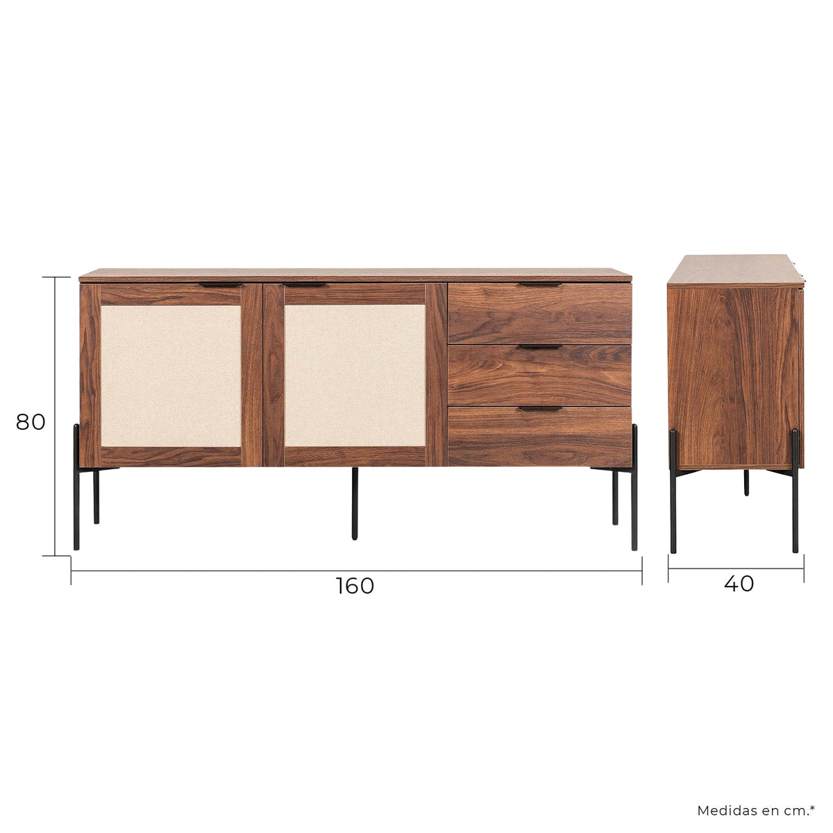 Credenza Imperia 160X40 Negro Nogal