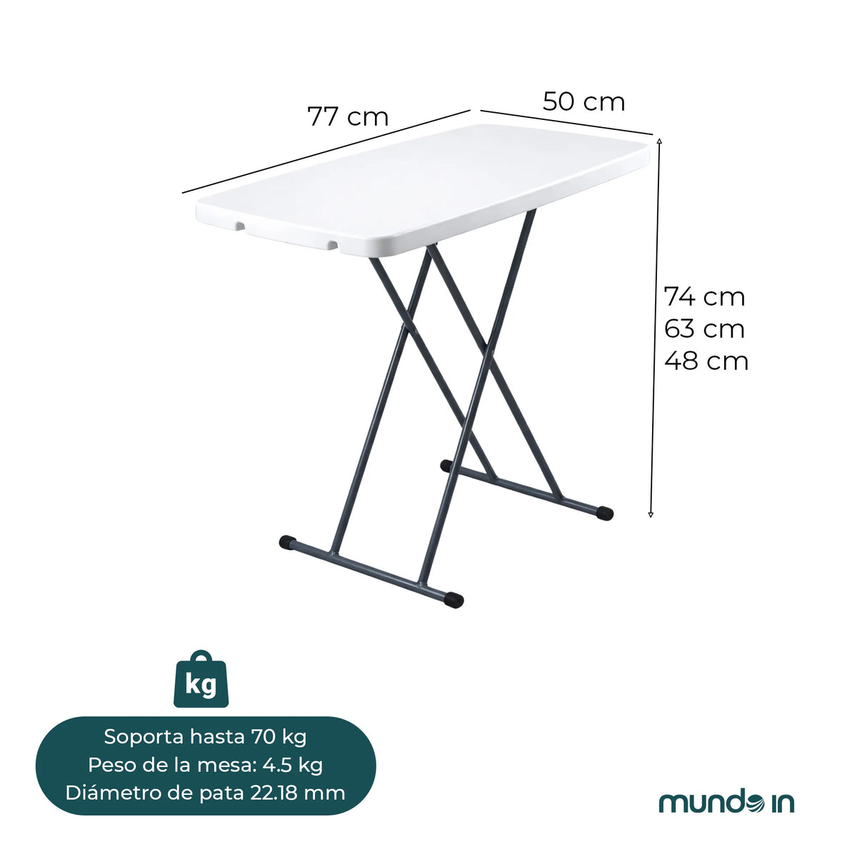 Mesa Pegable Personal 74 Ancona Blanco