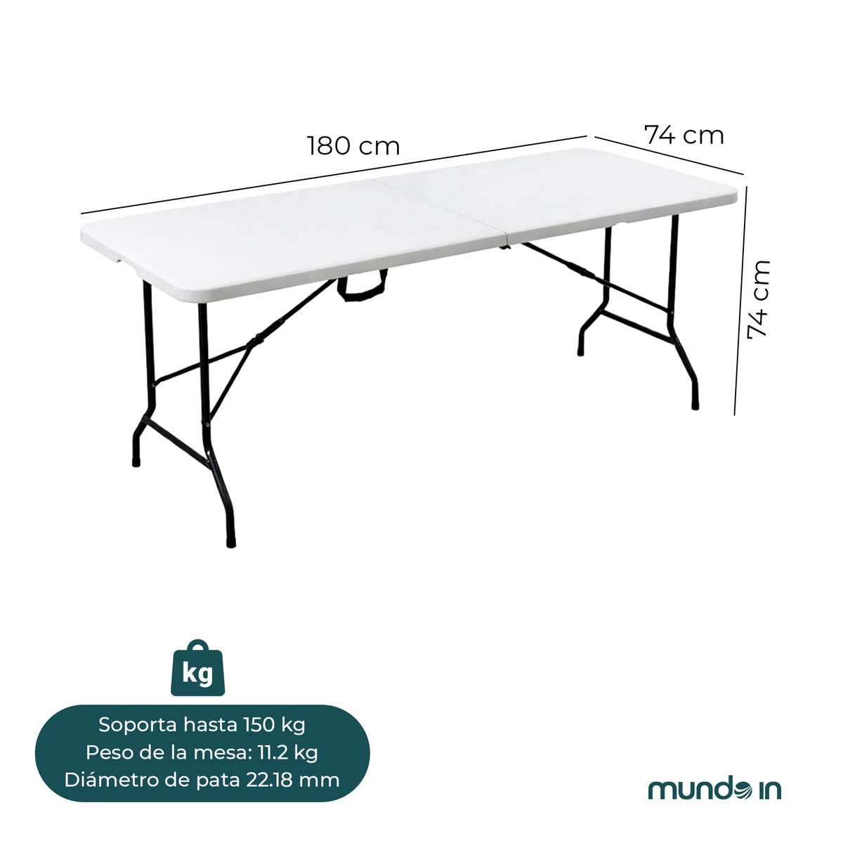 Mesa Plegable 180 Vicenza Blanco